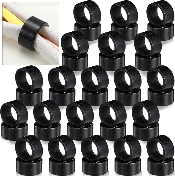 Zhehao 50 Pcs Wood Napkin Rings Bulk Acacia Handmade Dining Table Napkin Holder by Zhehao