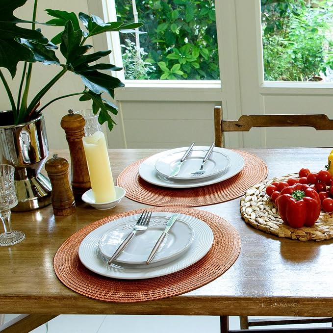 FunWheat Round Braided Placemats Set of 4 Table Mats - Image 5