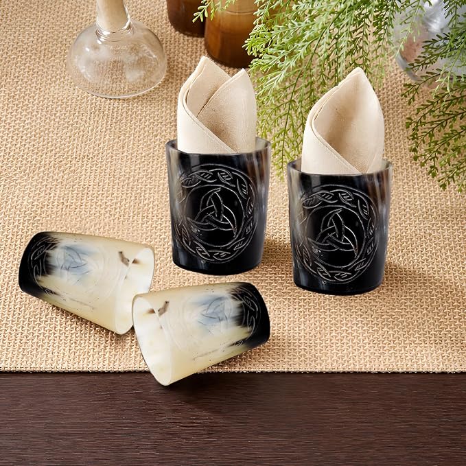 Handicrafts Home Viking Horn Shot Glasses Set of 4, Handmade Natural Ox Horn - Image 7