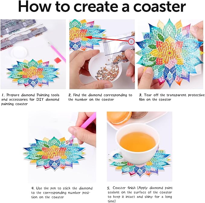 8 PCS Succulent Diamond Art Coasters - Image 7