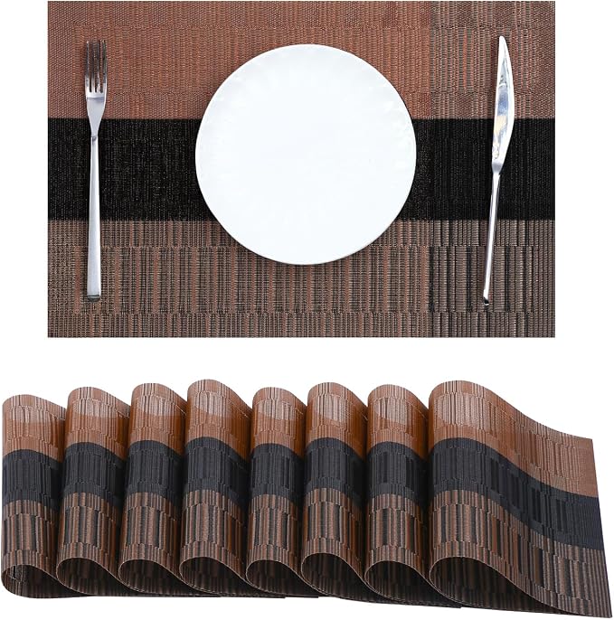 Leetaltree Brown with Black Striped Placemats Set of 8 by Leetaltree-ArtatEveryTable
