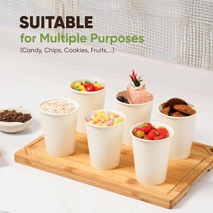 16 oz Paper Cups, 100 Disposable White Coffee Cups - Image 6
