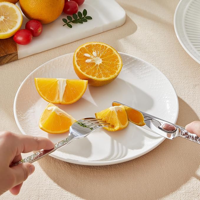 60 Pcs Hammered Silverware Set for 12, 18/10 Stainless Steel Heavy Duty - Image 7