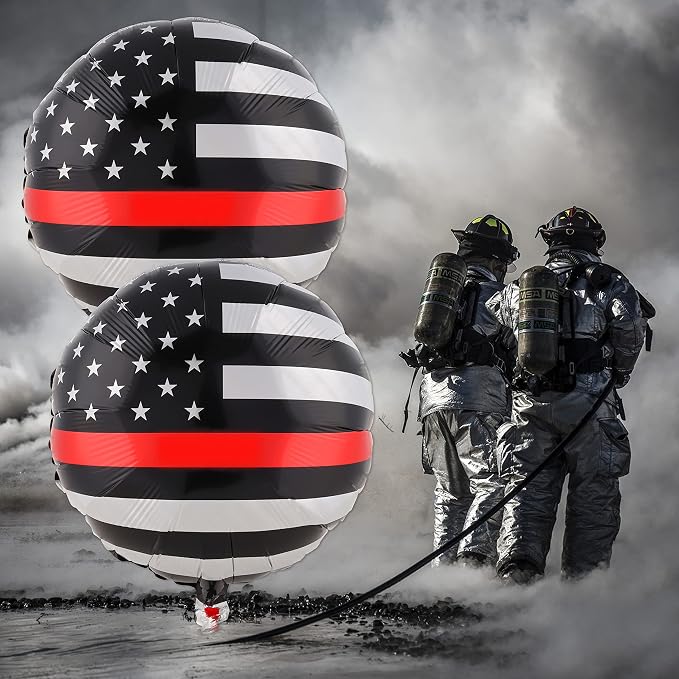 Thin Red Line Balloons-6 Pack-18 Inch-Firefighter EMT Mylar-Havercamp | Set of - Image 5