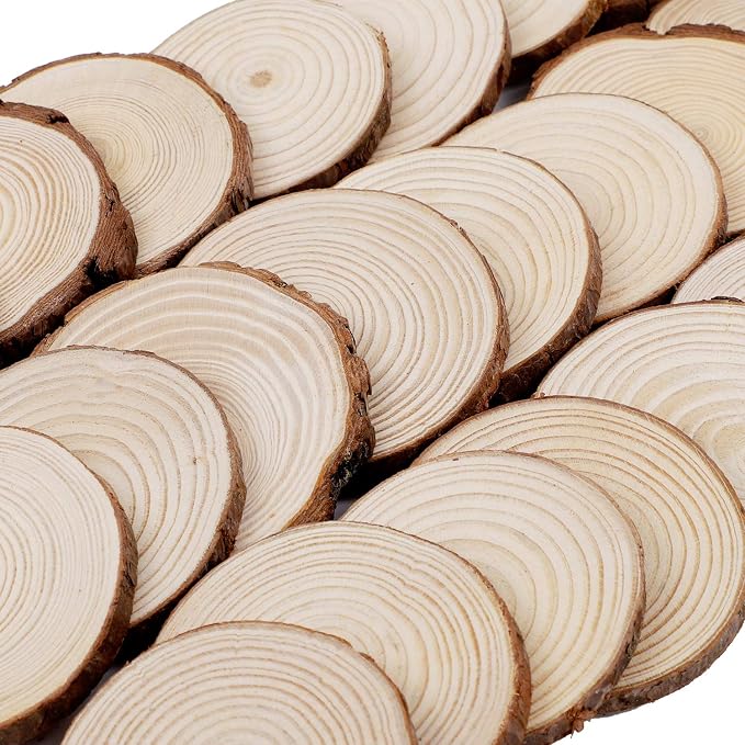 KINJOEK 36 PCS Natural Wood Slices 3.5-4 Inch - Image 6