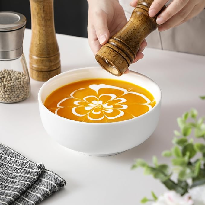 MALACASA Salad Soup Bowls Set of 2, 44 OZ White Ceramic Bowls | Porcelain Bowls - Image 6