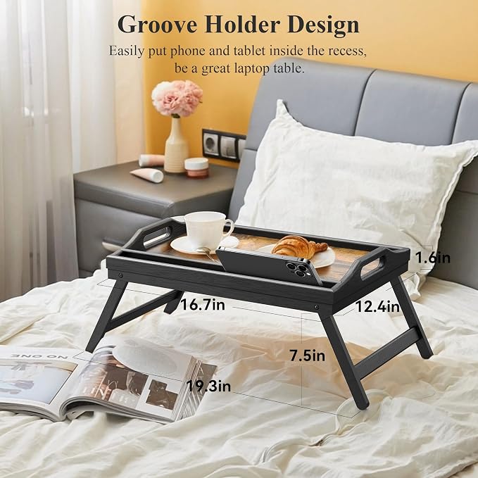 2 Pack Breakfast in Bed Tray for Eating, 16.92 x 12.6 Inch Bed Table Tray - Image 4