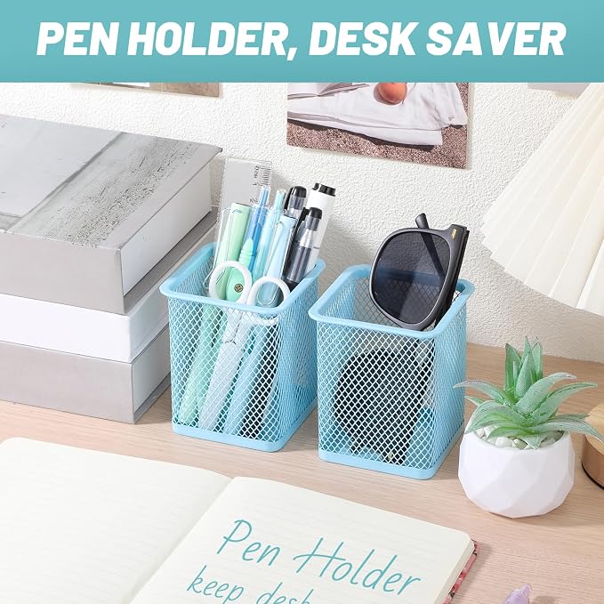 Segarty Pencil Holder, 6 Pack Square Light Blue Pen Holder - Image 5