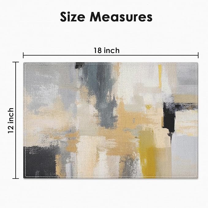 Emvency Farmhouse Placemats Set of 6, Modern Neutral Mustard Minimalist 12x18 - Image 3