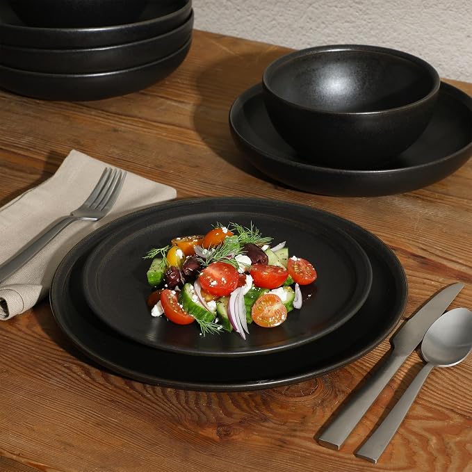 Gibson Elite Beckett Stoneware Matte Reactive Glaze 16 Piece Plates and Bowls - Image 6