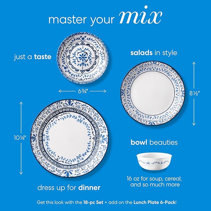 Corelle Vitrelle 6-Piece Appetizer Plates Set Triple Layer Glass and Chip - Image 3