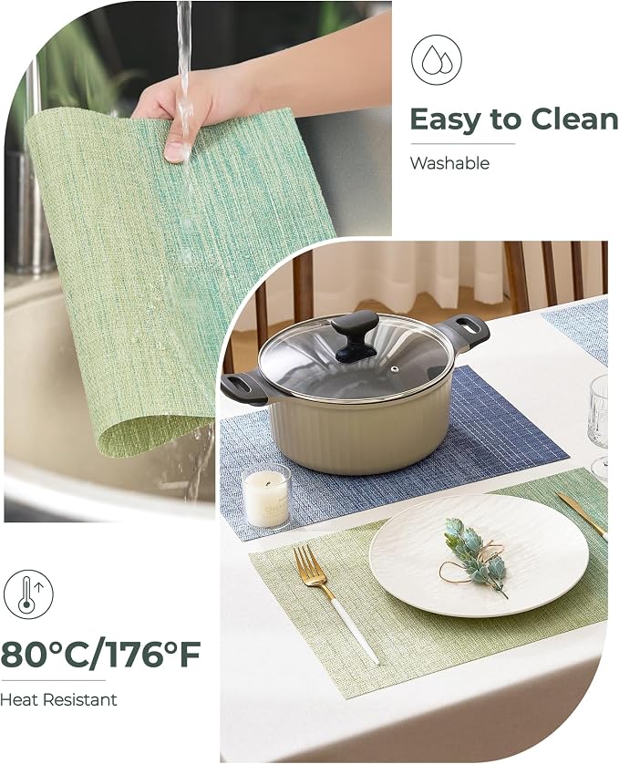Leetaltree Gradient Green Woven Placemats Set of 4 - Image 5