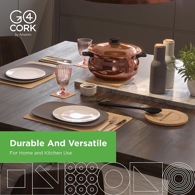 Go4Cork Cork Square Coaster Set of 6-95x95x3mm | Heat Resistant, Reusable & - Image 3