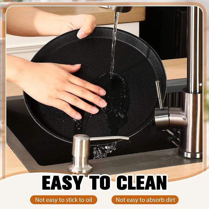Zopeal 6 Pieces Black Round Restaurant Serving Tray, Plastic Non Slip Surface - Image 5