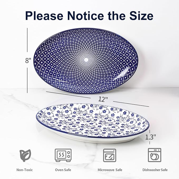 Selamica Serving Platters Ceramic, 12 Inch Serving Dishes - Image 2