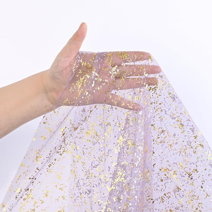 Artoid Mode 10Pcs Grayish Purple Gauze Gold Table Runner 10FT, Glitter Metallic - Image 6