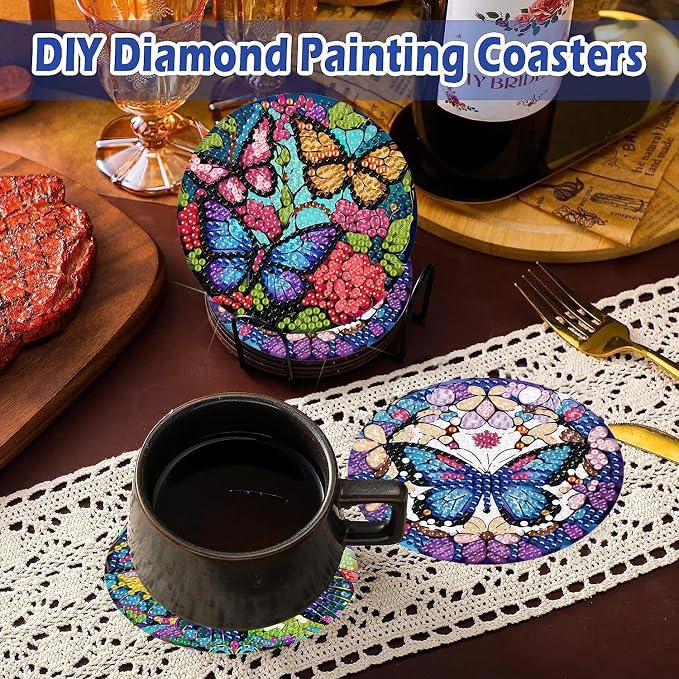 Mrnsiet 8 Pcs Butterfly Diamond Painting Coasters Kits - Image 2