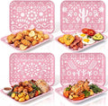 4 Pieces Mexican Serving Trays Pink Fiesta Melamine Platters Reusable Rectangle by Tiangrid