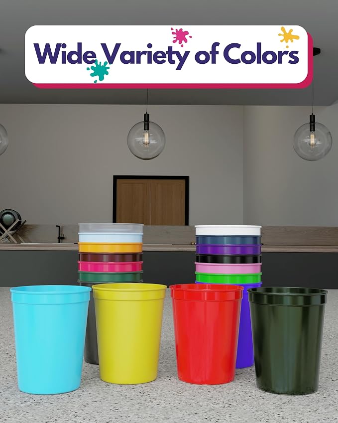 PartyPrints 10 Pack 16 oz Turquoise Reusable Blank Plastic Cups, Stadium Cups - Image 5