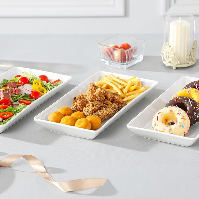 MALACASA 3 Tier Serving Trays for Party, 12 Inch Porcelain White Trays for - Image 7