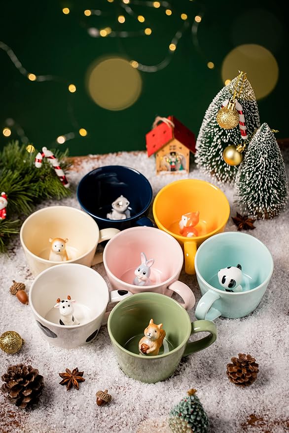 DIHOclub Racoon Ceramic Cup Hidden 3D Animal Inside Mug, Cute Cartoon Handmade - Image 9
