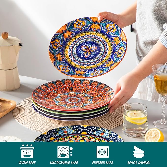 vancasso Colorful Dinner Plates Set of 6, 10.5 Inch Ceramic Kitchen Plates | - Image 4