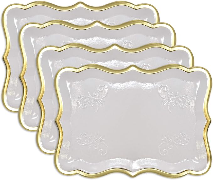 Decorative Gold Rim Display Trays 10 Pack 9 x 13 Inch Cardboard Platters | by GiftBoutique
