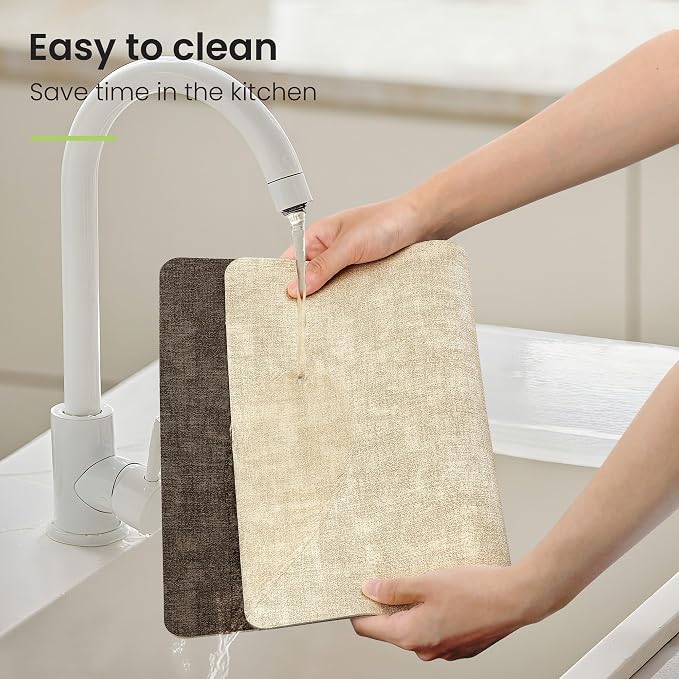Fyvva Placemats Set of 6 Wipeable Reversible Faux Leather - Image 5
