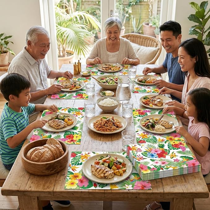 50 Pack Tropical Floral Paper Placemats, Disposable Table Mats - Image 4