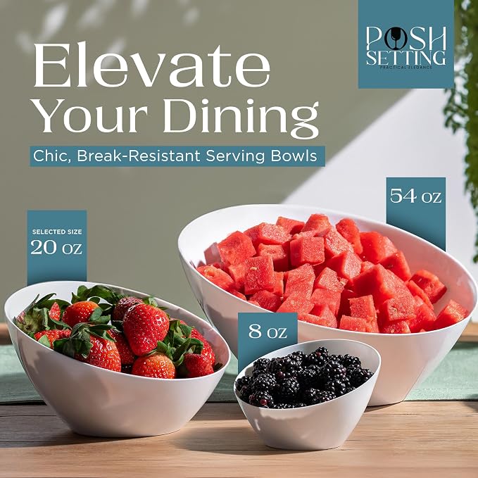 5 Pack White Angled Plastic Serving Bowl Disposable - Image 3