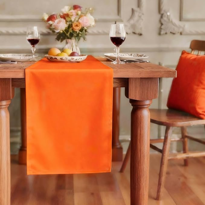 FOLINS&HOME Orange Waterproof Decorative Table Runner 108 Inches Long | 210GSM by FOLINSHOME