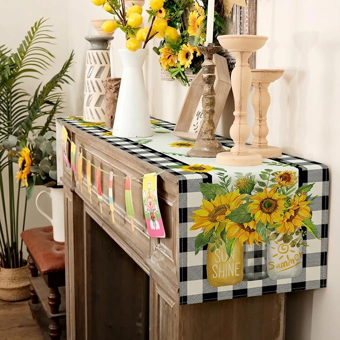 Sunflower Summer Table Runner 13x72 Inch, Kitchen Dining Table Decoration - Image 9