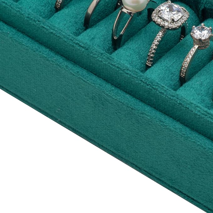 Velvet Small Multiple Ring Box Portable Organizer Display Storage | Travel Case - Image 3
