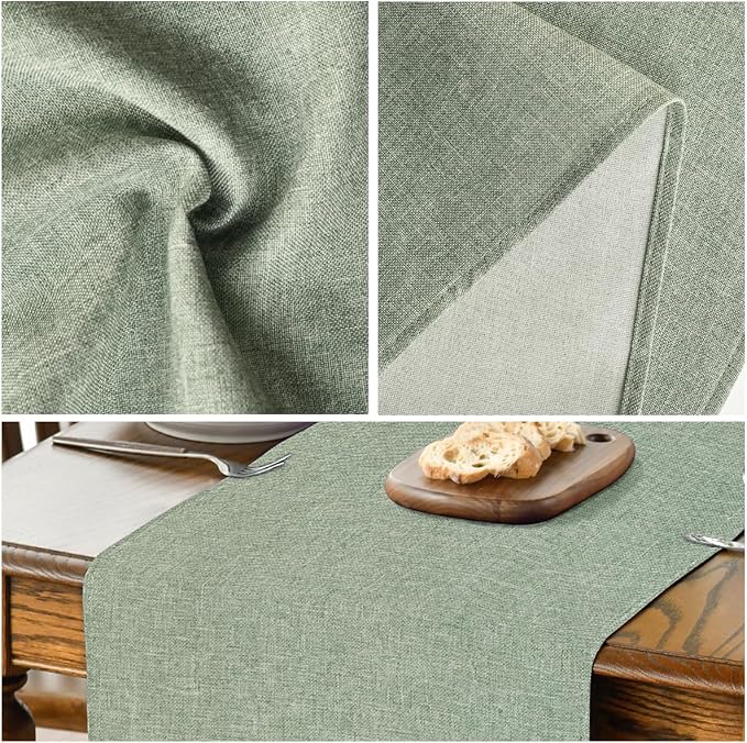 Artoid Mode Sage Green Table Runner, Seasonal Spring Summer Washable Kitchen - Image 4