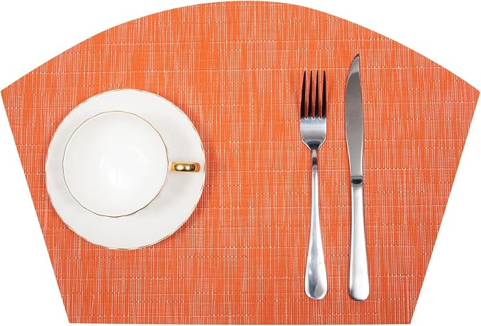 SHACOS Round Table Placemats Set of 4 Wedge Placemats Heat Resistant Woven - Image 8