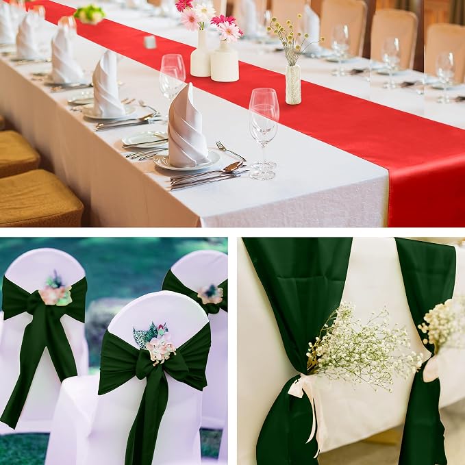 Aneco 12 Pack Christmas Satin Table Runner 12 x 108 Inch Xmas Red - Image 6