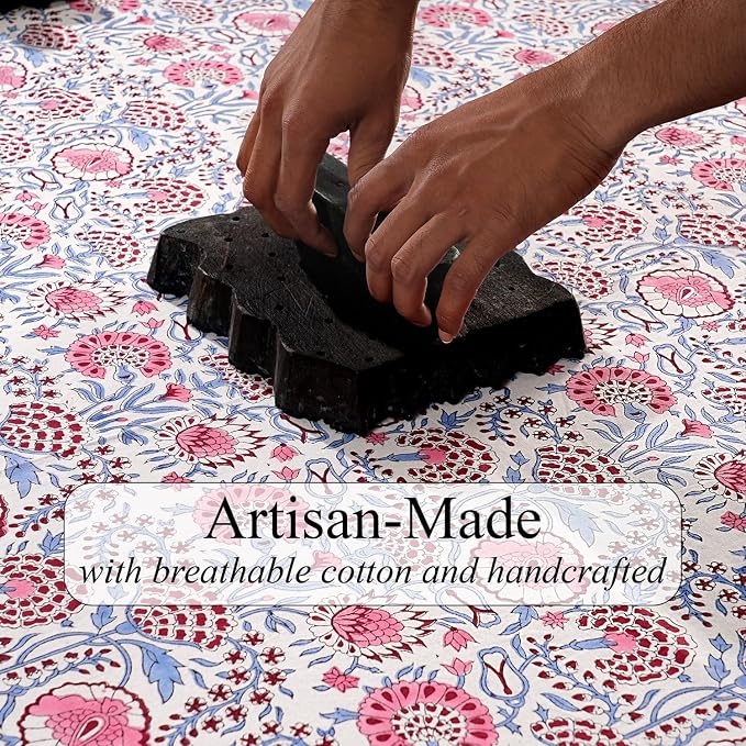 Pigeon Blue Hand Block Print 100% Cotton Table Runner 16x70 Inch | Perfect - Image 3
