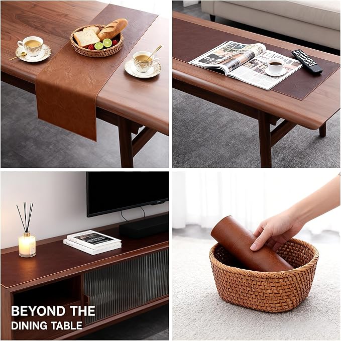 Double-Sided Faux Leather Table Runner, Waterproof Heat Resistant Non-Slip - Image 9