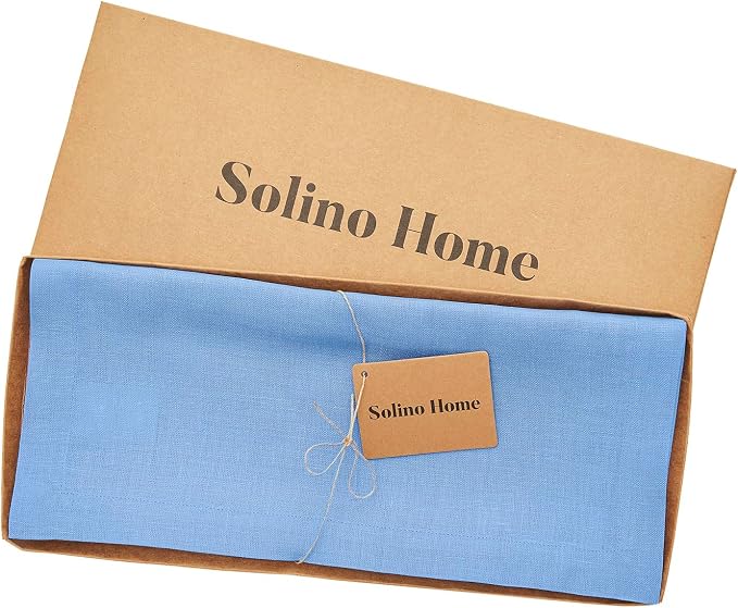 Solino Home 100% Pure Linen Table Runner Provence Blue, Fete 14 x 120 in | - Image 5