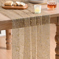 Artoid Mode 3PCCoffee Gold Gauze Table Runner 120 Inch 10FT, Glitter Metallic by ArtoidMode