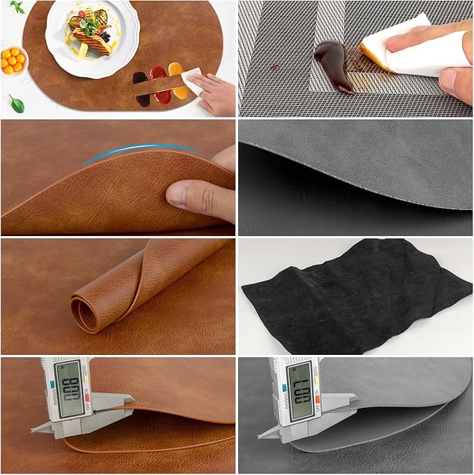 ADRIMER Placemats, Heat Resistant Oval Placemats Set of 6 Washable 12 x 17 Inch - Image 4