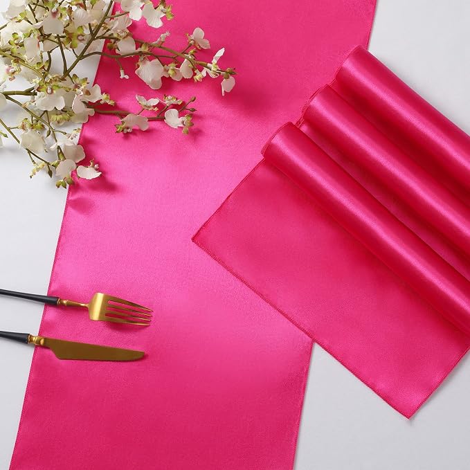 Horbaunal 6 Pack Satin Runners 12 x 108 Inch, Hot Pink | Bright Silky Smooth - Image 5