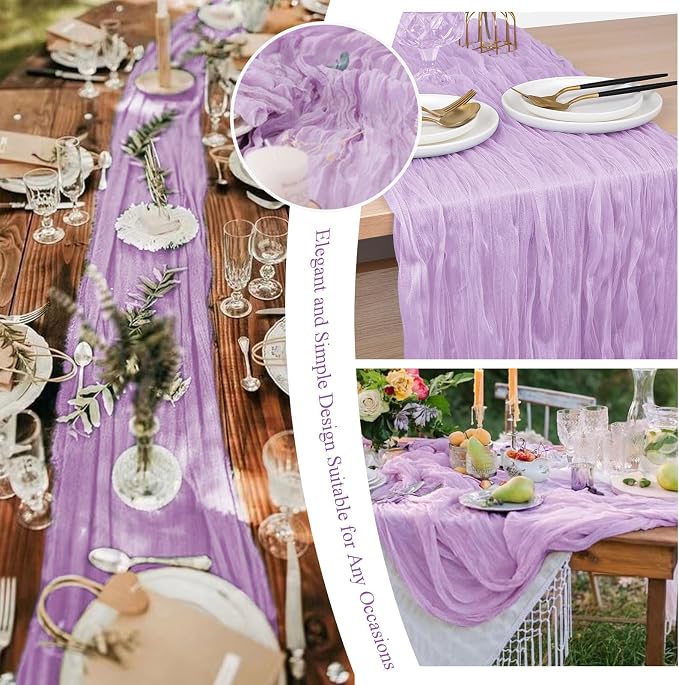 20 Pack Lilac Cheesecloth Table Runner 10FT Long Boho Gauze Fabric Table Runner - Image 7