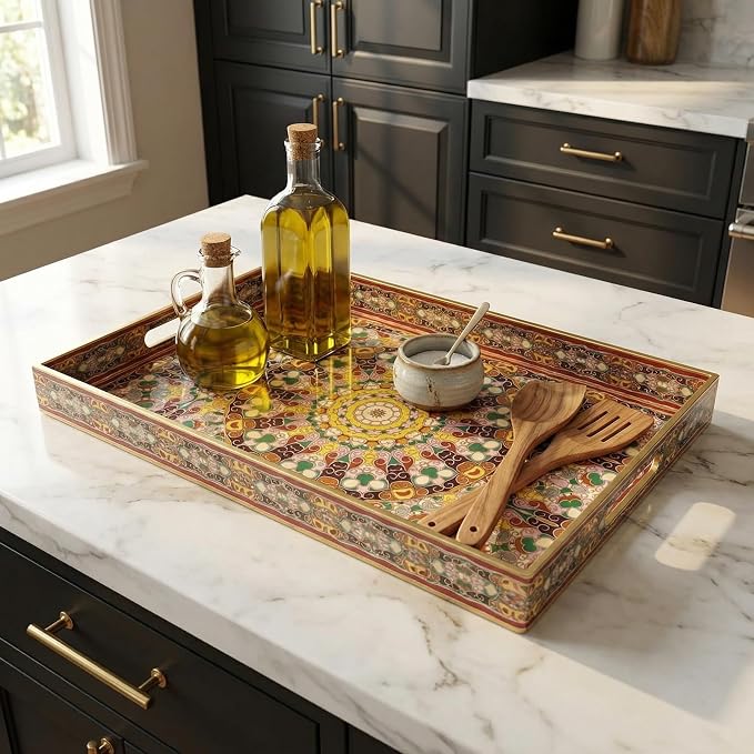 2pcs Boho Red Decorative Serving Tray, Modern Plastic Tray - Image 8