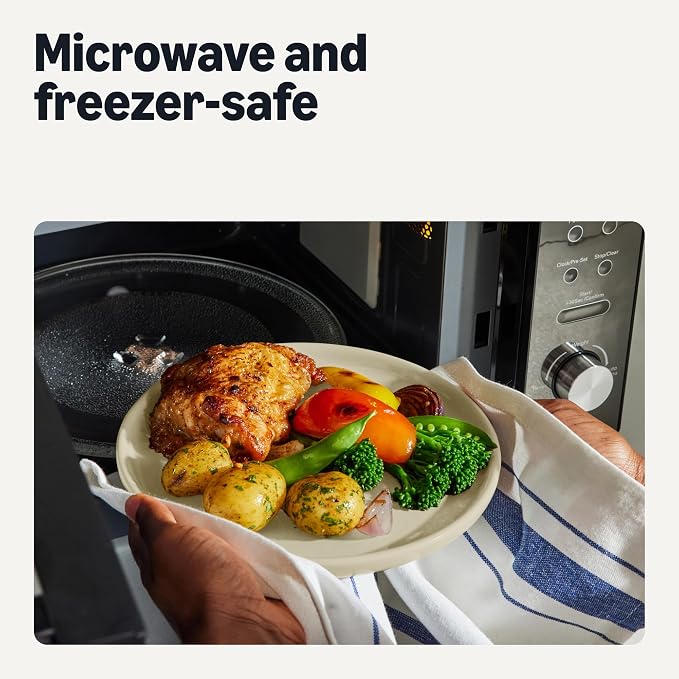 Amazon Basics Glazed Stoneware Dinnerware Set, Dishwasher-Safe, Freezer-Safe - Image 4