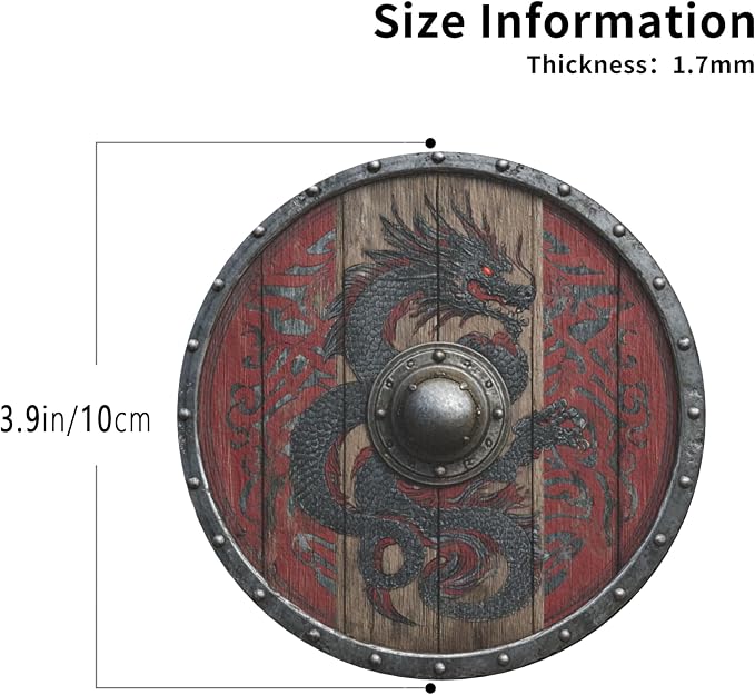 Viking Shield Coasters Leather Round Drink Coasters 6 Pcs Set - Image 3