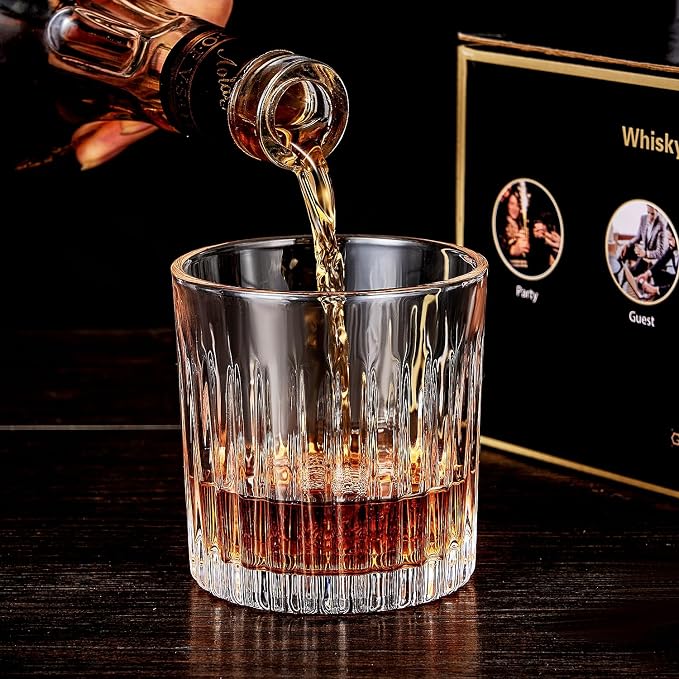 GLASKEY Whiskey Glasses Set of 4, Lead-Free Crystal Old Fashioned Glass - Image 3