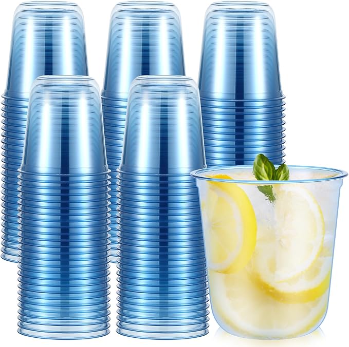 Ziliny 100 Pcs Disposable Stemless Glasses 12oz Crystal Plastic Wine Glasses by Ziliny