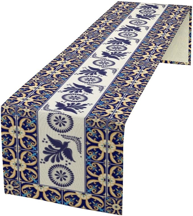YCness Floral Bird Mexican Table Runner, 13x60 Inch - Image 2