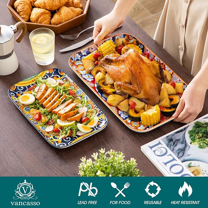 vancasso Serving Platters Set of 3, Microwave & Dishwasher Safe - Image 2